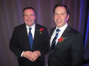 Pictured at the 65th Annual B'Nai Brith Dinner held Jan 20 at Beth Tzedec Synagogue are co-honouree MP Jason Kenney (left) with B'Nai Brith Canada CEO Michael Mostyn.