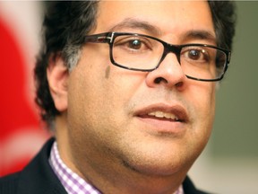 CALGARY, AB.; NOVEMBER 24, 2015   --  Mayor Naheed Nenshi speaks Tuesday November 24, 2015 about his MLA, Manmeet Bhullar of Calgary-Greenway, who was killed on Highway 2 the night before. (Ted Rhodes/Calgary Herald) For City story. Trax # 00070323A
CALGARY HERALD MERLIN ARCHIVE