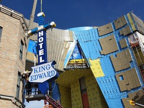 The restored King Eddy Hotel sign. The King Eddy is part of a stretch of 9th Avenue S.E. now dubbed the Music Mile.