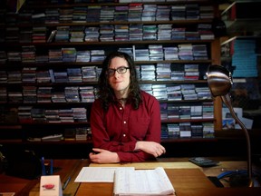 Calgary musician Devin Friesen, 26, at Sloth Records, where he has worked for seven years.