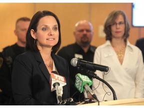 Municipal Affairs Minister Danielle Larivee was in Chestermere to announce DRP funding for flood-affected residents on January 7, 2016. She also took time to touch on the matter of annexation issues between the City of Chestermere and Rocky View Country. (Colleen De Neve/Calgary Herald)