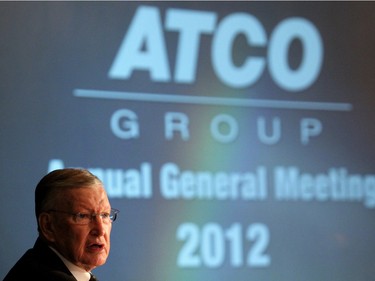 ATCO Chairman of the board Ron Southern speaks during ATCO's AGM in Calgary, Alberta on May 09, 2012.