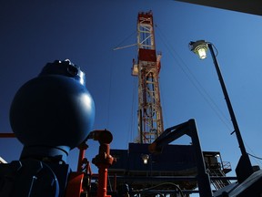 A drilling rig is pictured in Texas' Permian Basin.