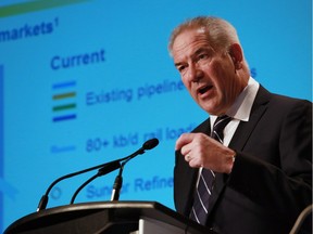 Suncor CEO Steve Williams speaks at the 2015 Suncor AGM at Hotel Arts in Calgary on Thursday April 30, 2015.