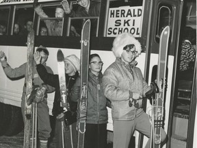 Young ski enthusiasts were bound for Happy Valley to learn how to ski  in 1963.