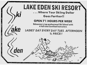 Lake Eden Ski Resort near Edmonton. For Swerve story on Alberta's lost ski hills.