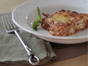 This Three Meat Lasagne from Emily Richards' Per La Famiglia uses wonton wrappers instead of noodles.