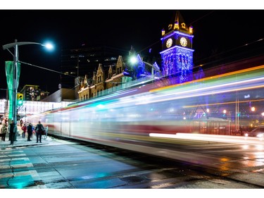 The 69th Street LRT takes off from City Hall Station across from the Calgary Public Library in the Downtown Core in Calgary on Saturday, Jan. 2, 2016.