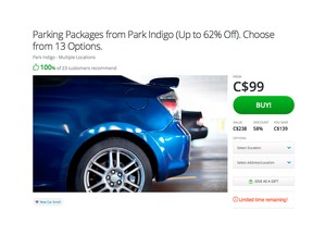 Screencapture from a Groupon for downtown parking Calgary.