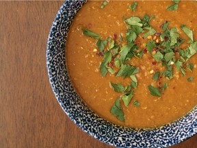 Cleaning out the cupboards leads to a rich red lentil soup spiced with Moroccan flavours. This Moroccan Red Lentil Soup is quick and easily made with staple ingredients.