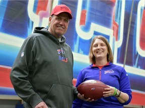 Bills' Head coach Rex Ryan with assistant football coach Kathryn Smith.