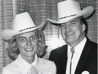 Ron and Marg Southern won Calgary's 1977 White Hatter award for the business their Spruce Meadows equestrian complex has brought to town.
Photo: Calgary Herald file photo -- originally published May 1, 1978.
