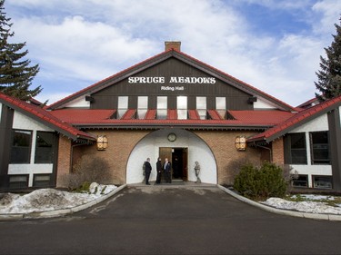 The Riding Hall stands as home to the funeral of Ronald D. Southern at Spruce Meadows in Calgary on Thursday, Jan. 28.