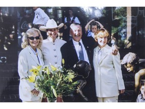 The Southern family of mom Marg, daughter Nancy, dad Ron and daughter Linda pose for a photo in Calgary, Alta., during celebration's for Ron's 70th birthday in the summer of 2000. Ron, who together with Marg founded Spruce Meadows more than 40 years earlier, died on Thursday, Jan. 21, 2016, at age 85.