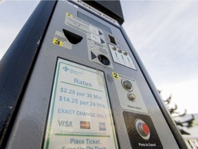 An Alberta Health Services parking-payment  kiosk at Rockyview General Hospital.