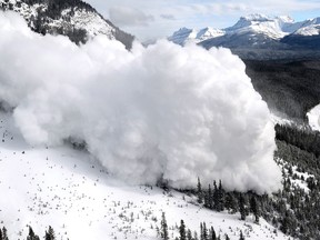 File photo: Explosive triggered avalanche above a National Parks Highway.