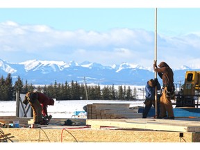 Single-family home construction in the Calgary area last month dipped from the same time a year earlier.