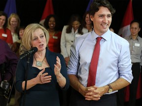 Prime Minister Justin Trudeau and Rachel Notley answer media questions at the YWCA in Calgary on Thursday February 4, 2016. (Gavin Young/Postmedia)