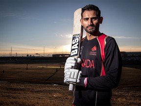 Cricketer Hamza Tariq at a northeast cricket grounds in Calgary on Monday, Feb. 15, 2016. Mike Drew/Postmedia