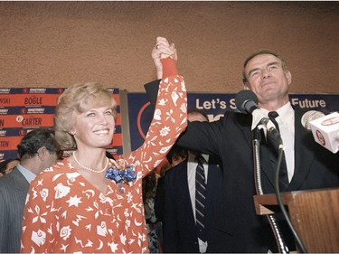 May 8, 1986: Alberta Progressive Conservative party Leader Don Getty stands with his wife Margaret in Edmonton, May 8, 1986.