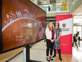 Lauren Arthur, a fourth-year student at the U of C, and Joanne Perdue, chief sustainability officer with the University of Calgary.