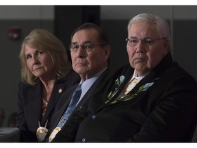 Commissioner Marie Wilson, (left to right), Commissioner Chief Wilton Littlechild and Commissioner Justice Murray Sinclair.