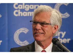 Natural Resources Minister Jim Carr speaks to media after a breakfast speech at the Calgary Chamber of Commerce on Feb. 5, 2016.