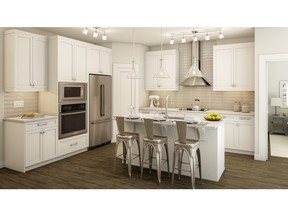 A look at the kitchen in one of the available condo floor plans at Walden Place by Cardel Lifestyles.