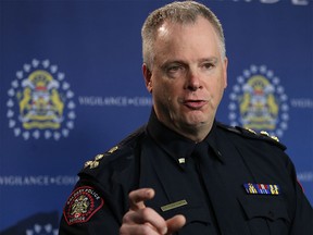 Calgary Police Chief Roger Chaffin addresses the media regarding the dismissal of Sgt. Anthony Braile on Wednesday, Feb. 10, 2016. Al Charest/Postmedia