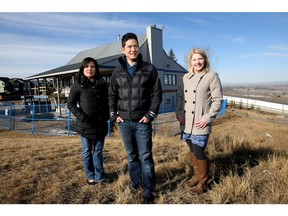 Ofelia Camano, left, Brian Seo, and Caitlin Gaiser at the former tea house at Canada Olympic Park that will re-open as a daycare in May.