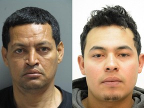 Edvin Rolando Cruz Cerrato, left, and Berlin Noel Valle Banegas are both wanted on Canada-wide warrants for sexual assault and kidnapping.