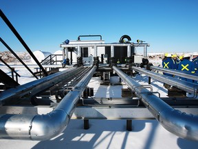 Gavin Young/Calgary Herald RIMBY, AB: March 05, 2013 - Pipes at a ConocoPhillips natural gas well site west of Red Deer on March 5, 2013. Gavin Young/Calgary Herald) (For Business section story by Amanda Stephenson) 00043265A