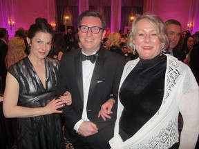 Pictured, from left, at Decidedly Jazz Danceworks' (DJD)  Black and While Ball held Mar 5 at the Fairmont Palliser are DJD artistic director Kimberley Cooper, ball co-chair, CEPA's Evan Wilson and DJD executive director Kathi Sundstrom.