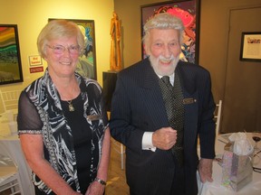 Pictured at the 20th anniversary celebration of the Brenda Strafford Society for the Prevention of Domestic Violence held Mar 9 at Webster Galleries are board chair Norma Jackson and society founder Dr. Barrie Strafford. The event raised $52,000.