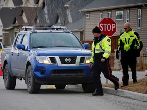 Calgary police investigate after an eight-year-old boy was hit by Nissan Truck in Cranston  on Thursday March 17, 2016. Al Charest/Postmedia Network