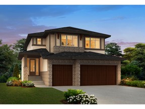 The front exterior of the Giovanni 2, which is a new show home by Albi Homes in Legacy.