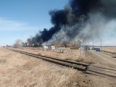 Fire northeast of Conrich Tuesday, March 29, 2016.  Photo Courtesy C.S. Martin