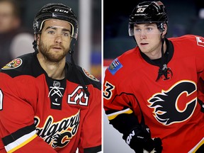 On the left, T.J. Brodie. One the right, Sam Bennett.