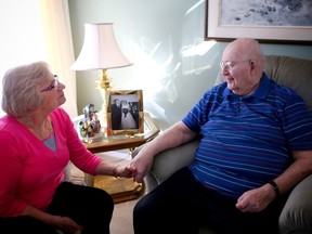Gerry Anderson diagnosed with terminal colon cancer, with his wife Anita at their home in Calgary on Friday, March 18, 2016. After the diagnosis Gerry went into a deep depression but was helped with counselling from Hospice Calgary.