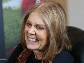 Author Gloria Steinem gestures as she talks to media in Calgary before she speaks at the University of Calgary on Tuesday, March 8, 2016. Jim Wells//Postmedia