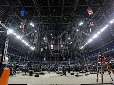 The Scotiabank Saddledome was busy Tuesday as it underwent a multi-day transformation to host the 2016 Junos this Sunday.