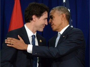 Prime Minister Justin Trudeau meets with U.S. President Barack Obama in November.