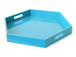 Lacquer Hexagon Tray – Blue – Jonathan Adler For Aly's Favourite Things March column. Credit: Jonathan Adler