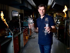 Mark Toonen, 45, has been creating custom glassware for science students for 20 years at the University of Calgary.