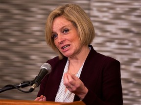 Premier Rachel Notley speaks to the media after addressing the AUMA Mayor’s Caucus on March 9, 2016, in Edmonton.