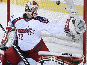 Western Conference  goalie Niklas Backstrom makes a save against the Eastern Conference during the All-Star game at the Bell Center during second period action Sunday Jan 25, 2009 in Montreal at the NHL All-Star weekend.