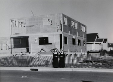 The Sisters Servants of Mary Immaculate convent  under construction in the late '40's in Calgary, Ab.