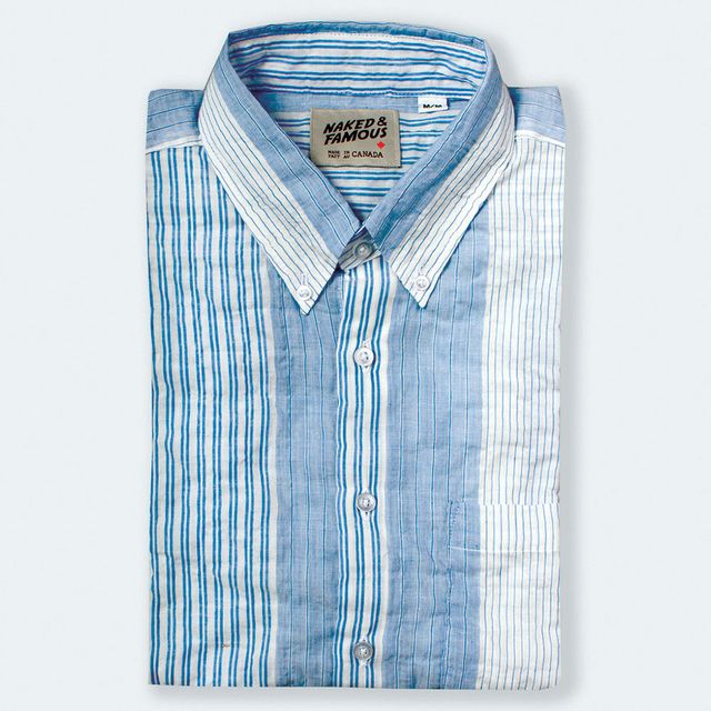 rethinking the straight-and-narrow This Naked & Famous shirt is not your average button-up. Dress it up, play it casual, and let it take the place of your boring, old blue oxford. $135 at Gravity Pope, 524 17th Ave. S.W., 403-209-0961, gravitypope.com. 