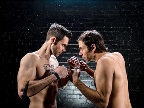 The Fight or Flight Response stars Justin Michael Carriere, left, and Nathan Pronyshyn.
