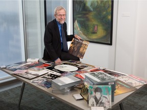 Tom Hickerson with some of the EMI Canada collection that the University of Calgary has acquired.